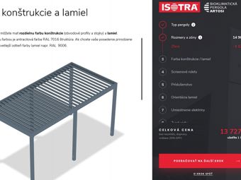 Mobilná aplikácia ISOTRA pergola